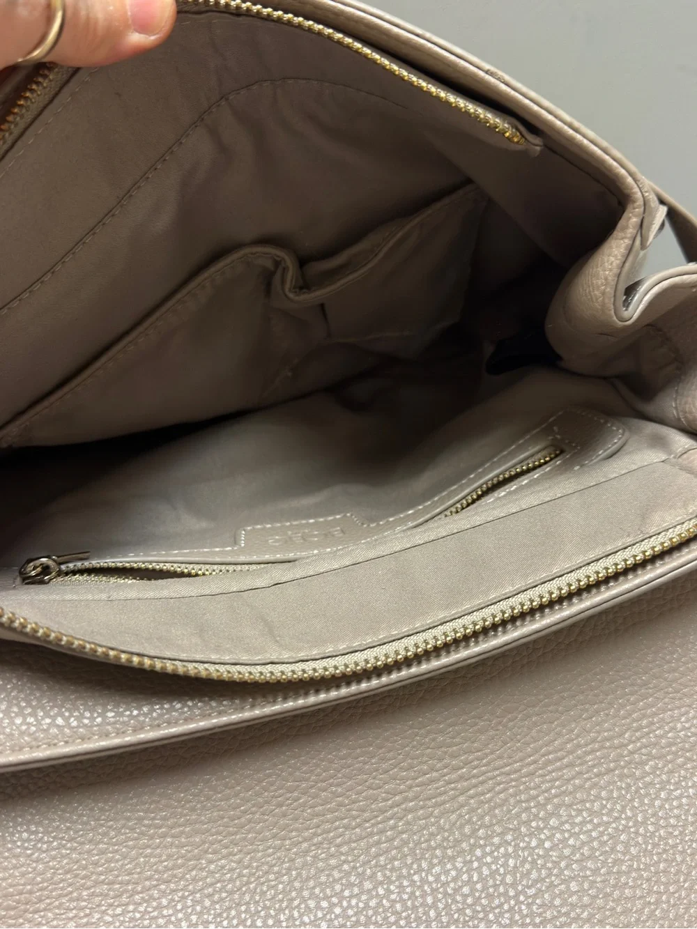 BCBG Taupe Pebble Leather Top-Handle‎ Satchel